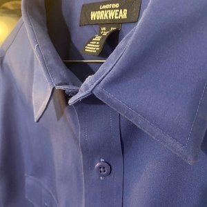 Lands End Short Sleeve Straight Collar Work Shirt